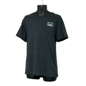 Old Navy Soft Washed Mens SS Charcoal T Shirt Chest Pkt w Cassette Graphic Sz XL